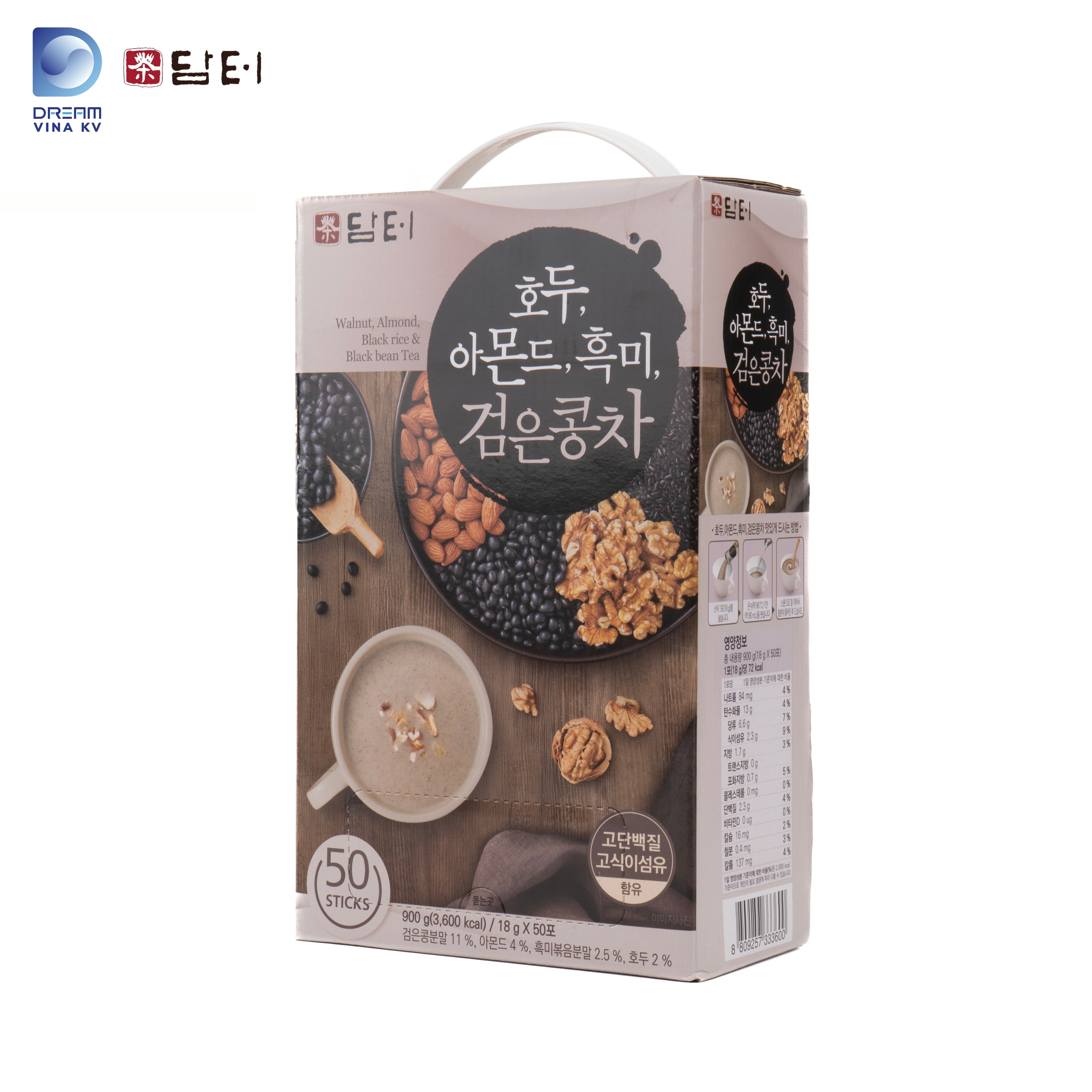 Ngũ cốc đậu đen, hạnh nhân, hạt óc chó Damtuh - Hộp 50 gói - Hình ảnh 2